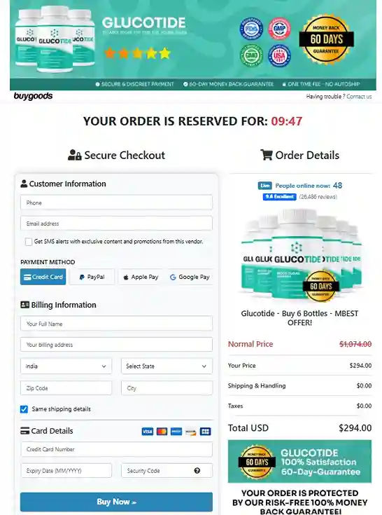 Glucotide Glucotide Order Page